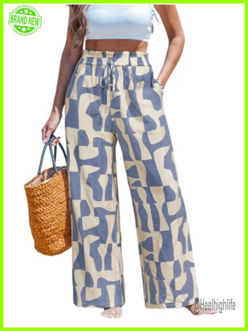 CUPSHE Wide Leg Beach Palazzo Pants Flowy Vacation Bottoms